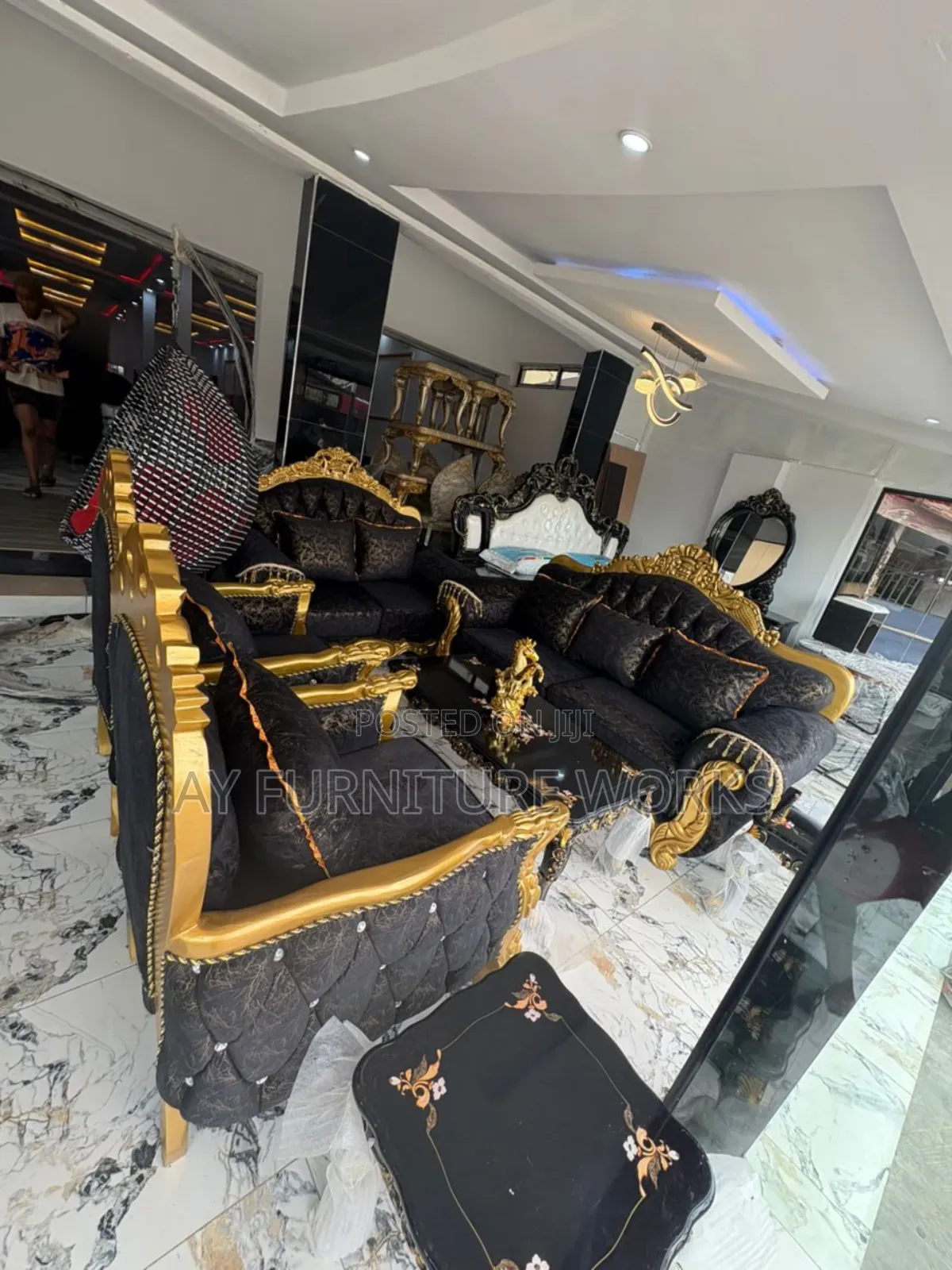 Black And Gold Royal Sofas.