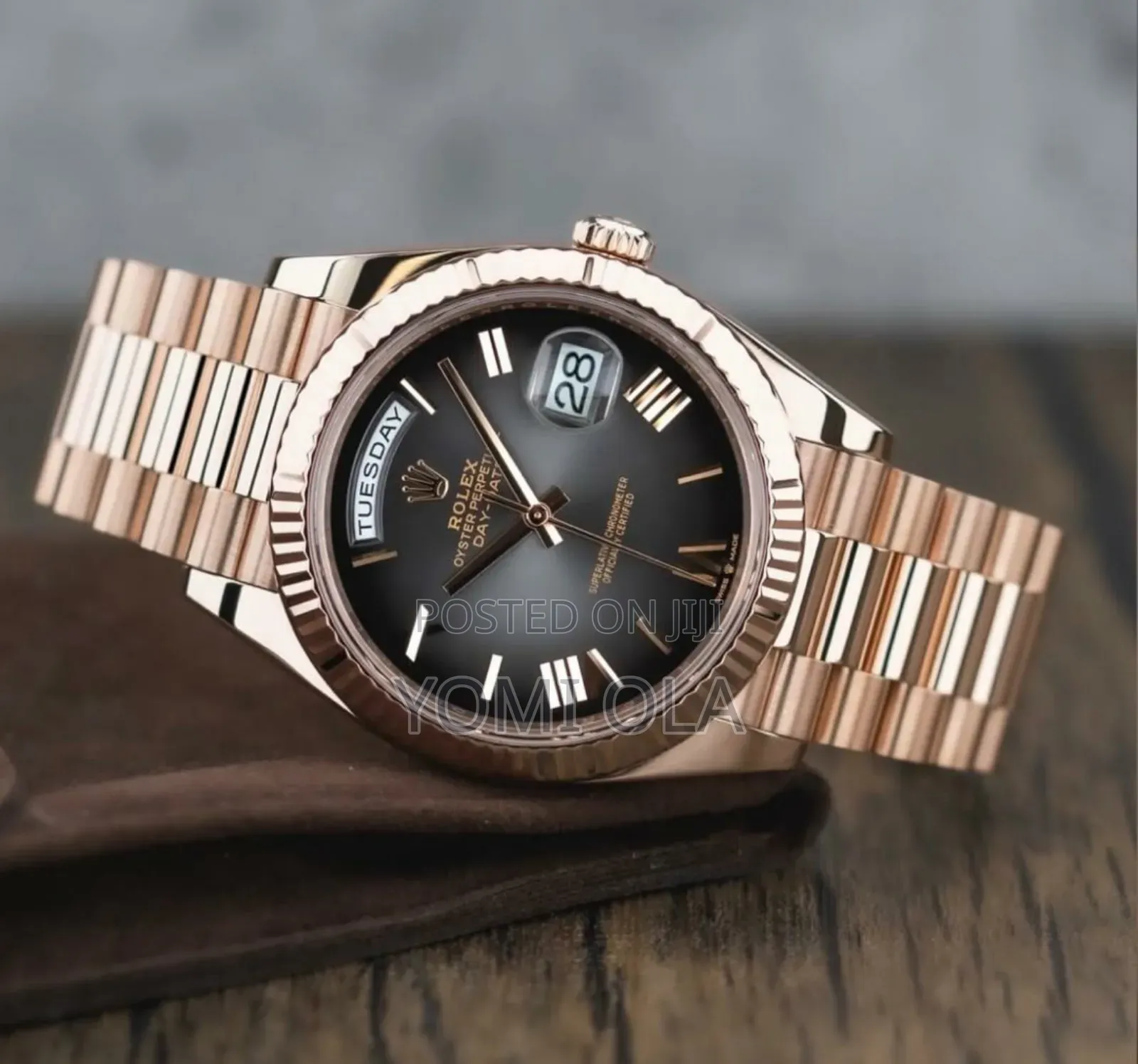 Rolex Oyster Day-Date Black Grey Dial Wristwatch