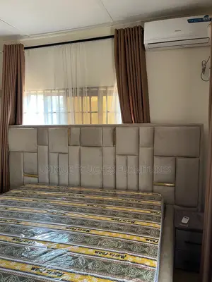 Light Gray 6by6 Bedframe With Golden Stripes