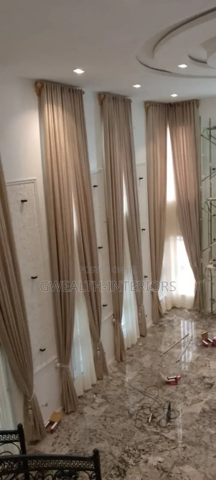 Beige Turkish Curtains With Accessories