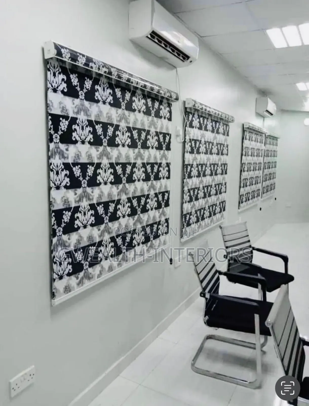Floral White and Black Blinds