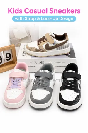 Sneakers With Velcro Strap Classic Stripe Design. Size 25 to 37
