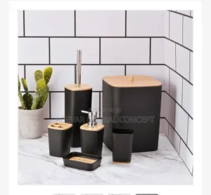 6pcs Bathroom Set - Brush, Soap Holder, Dispenser