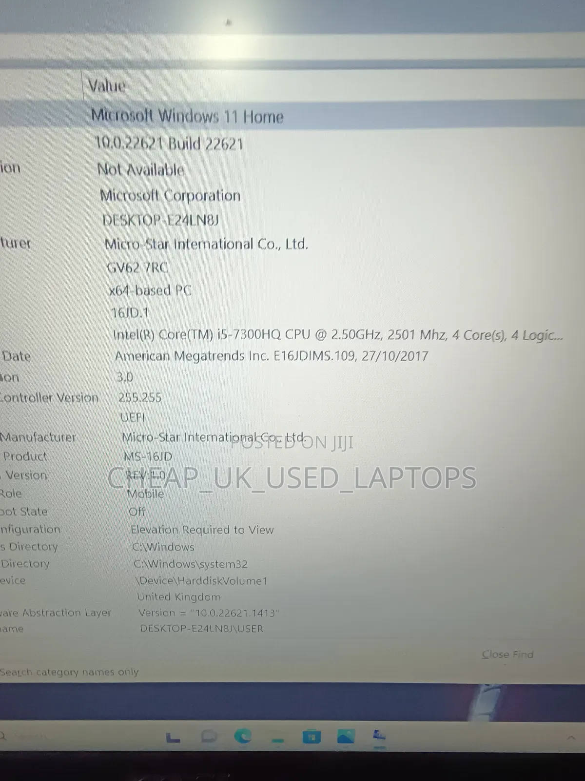 Laptop MSI GV62 7RC 8GB Intel Core I5 HDD+SSD 750GB