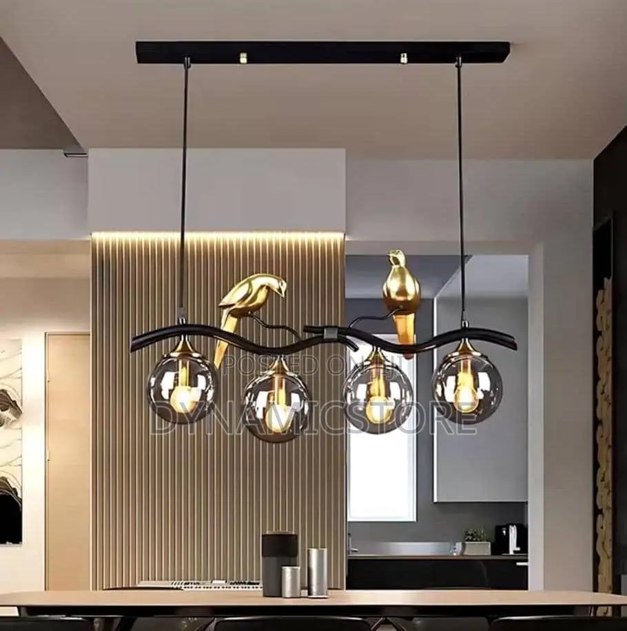 Black And Gold 4 Glass Dropping Light
