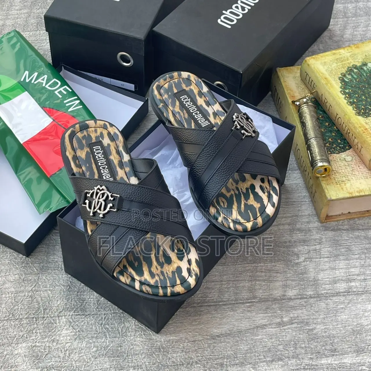 Original Roberto Cavalli Italian Leather Slippers