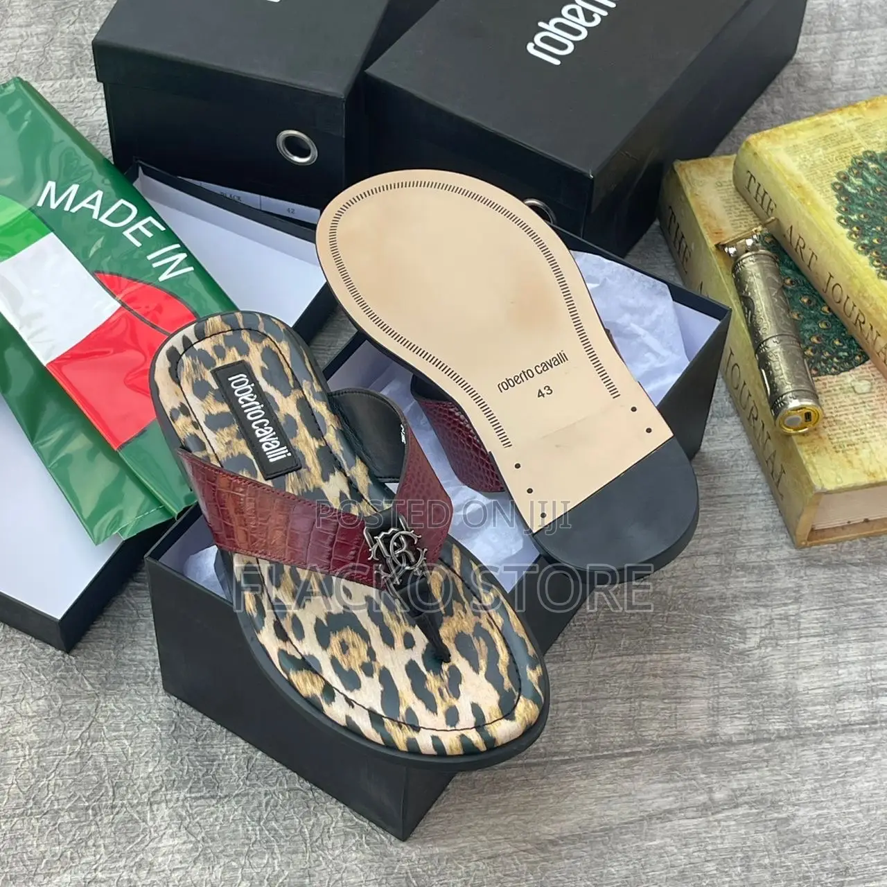 Original Roberto Cavalli Italian Leather Slippers