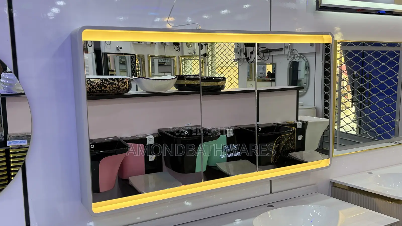 Glossy Cream Double Bowl Cabinet