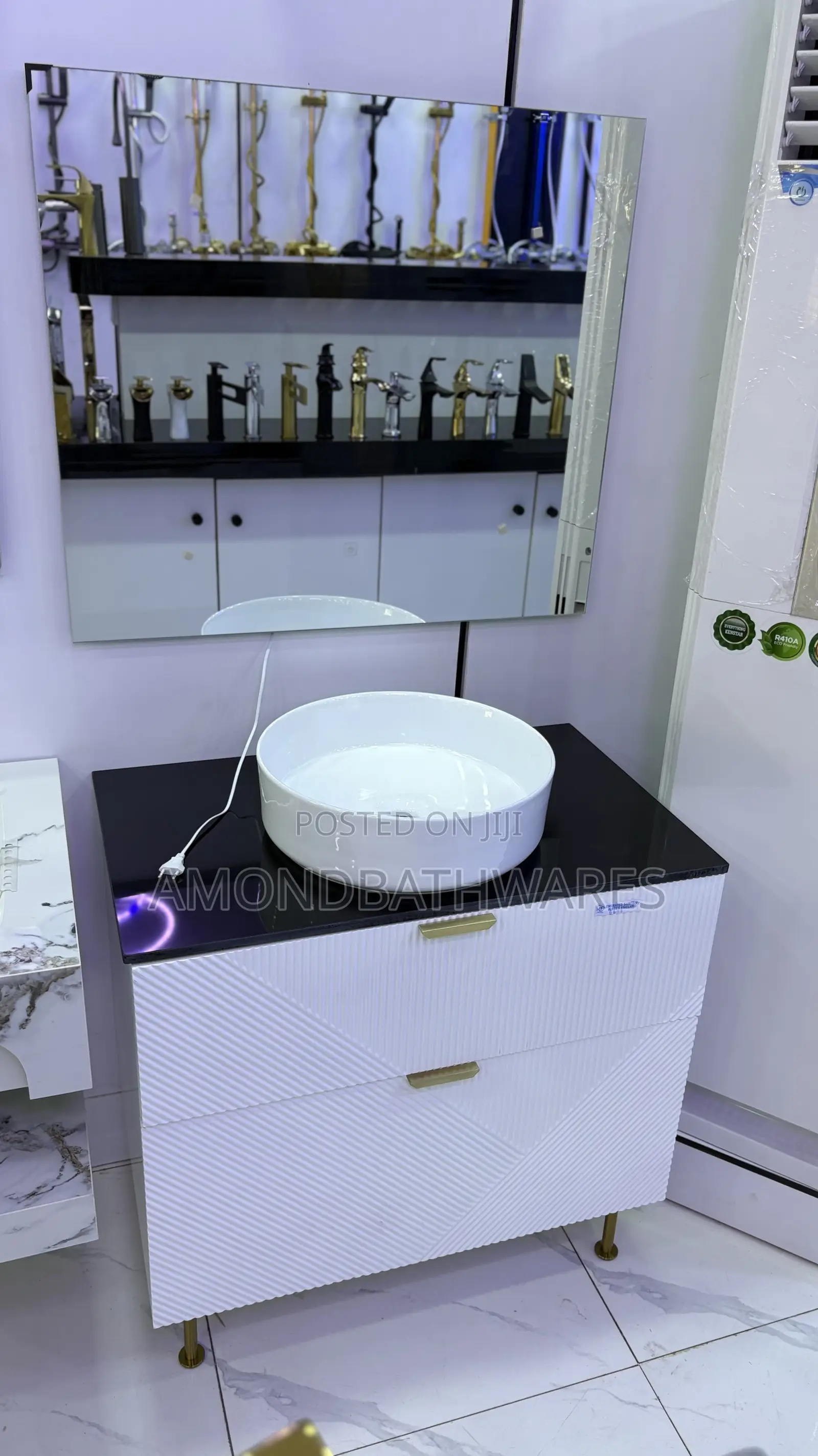 Black White Countertop Basin Cabinet
