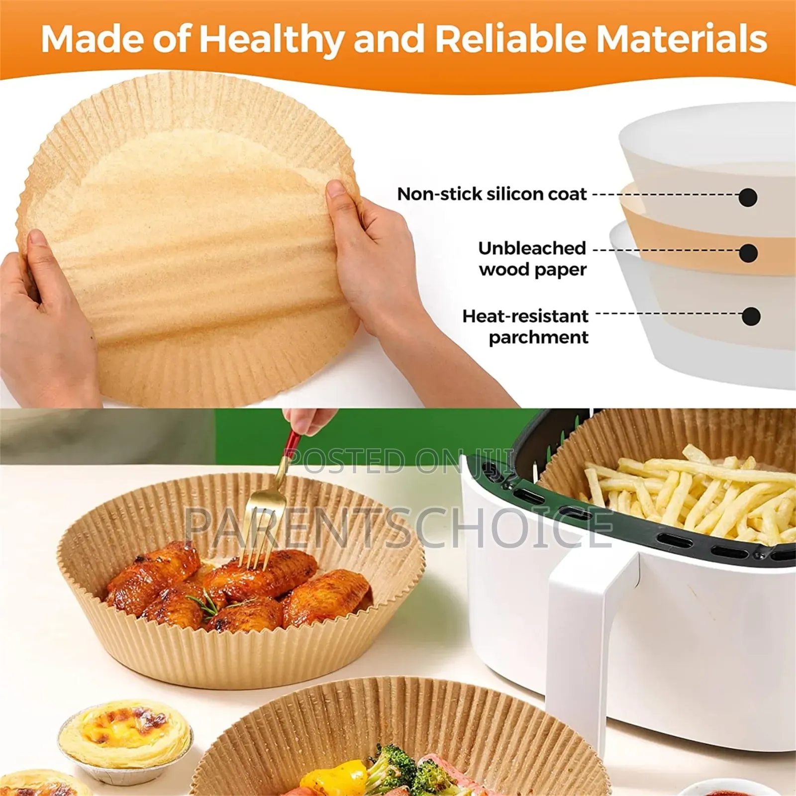 50pcs Disposable Nonstick Air Fryer Liner Paper