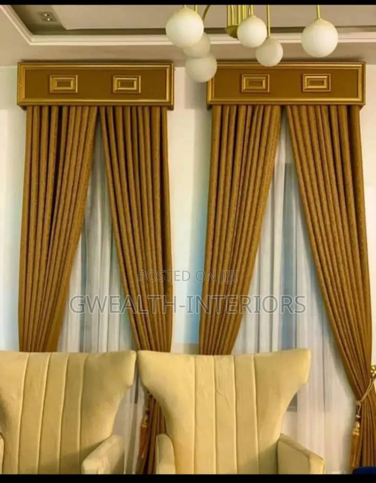 Gold Turkish Curtains With Board and Accessories