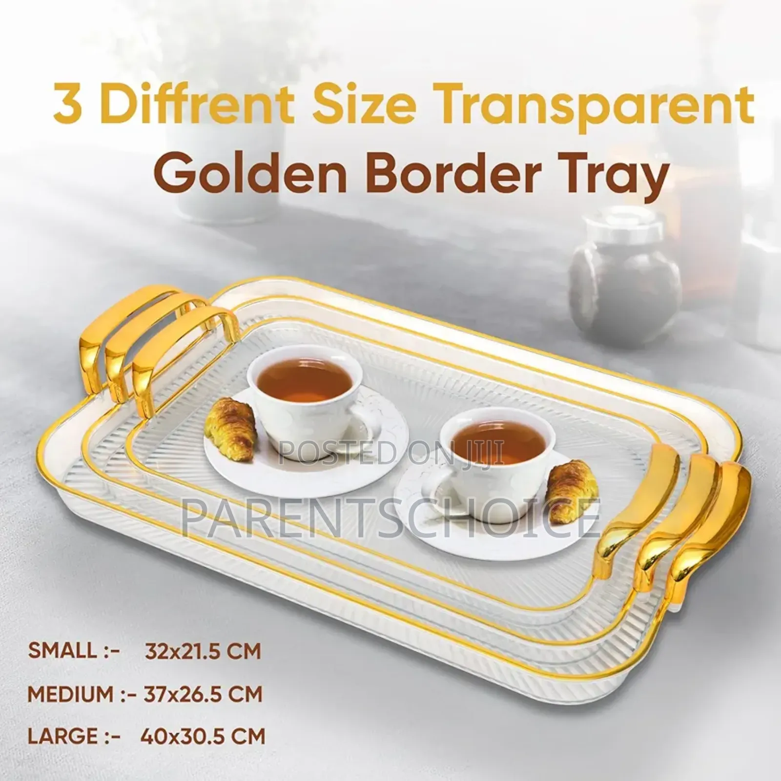 Plastic Serving Tray Set for Home and Kitchen- 3 Sets