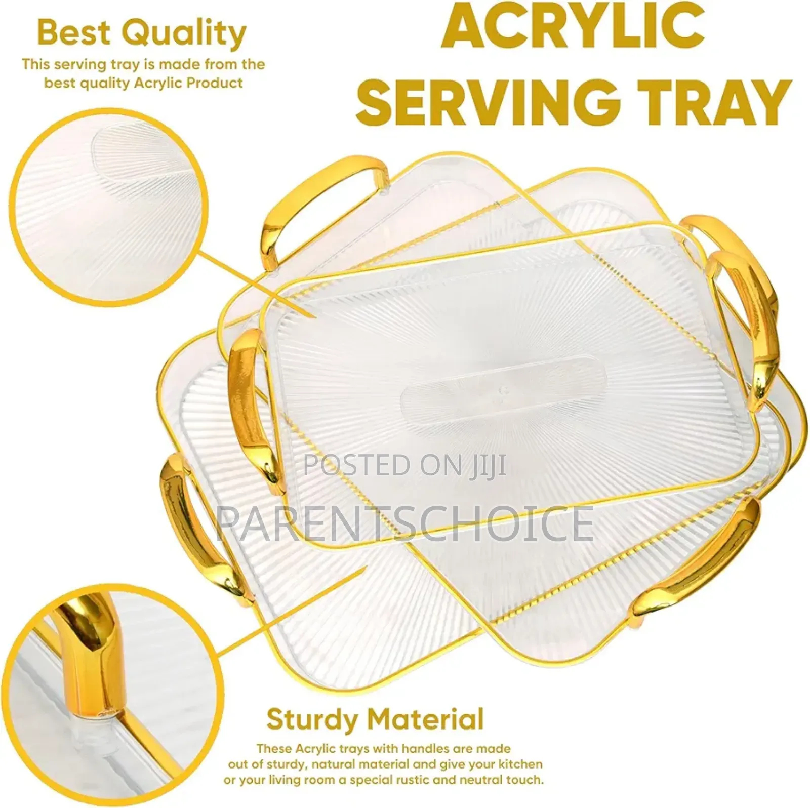Plastic Serving Tray Set for Home and Kitchen- 3 Sets