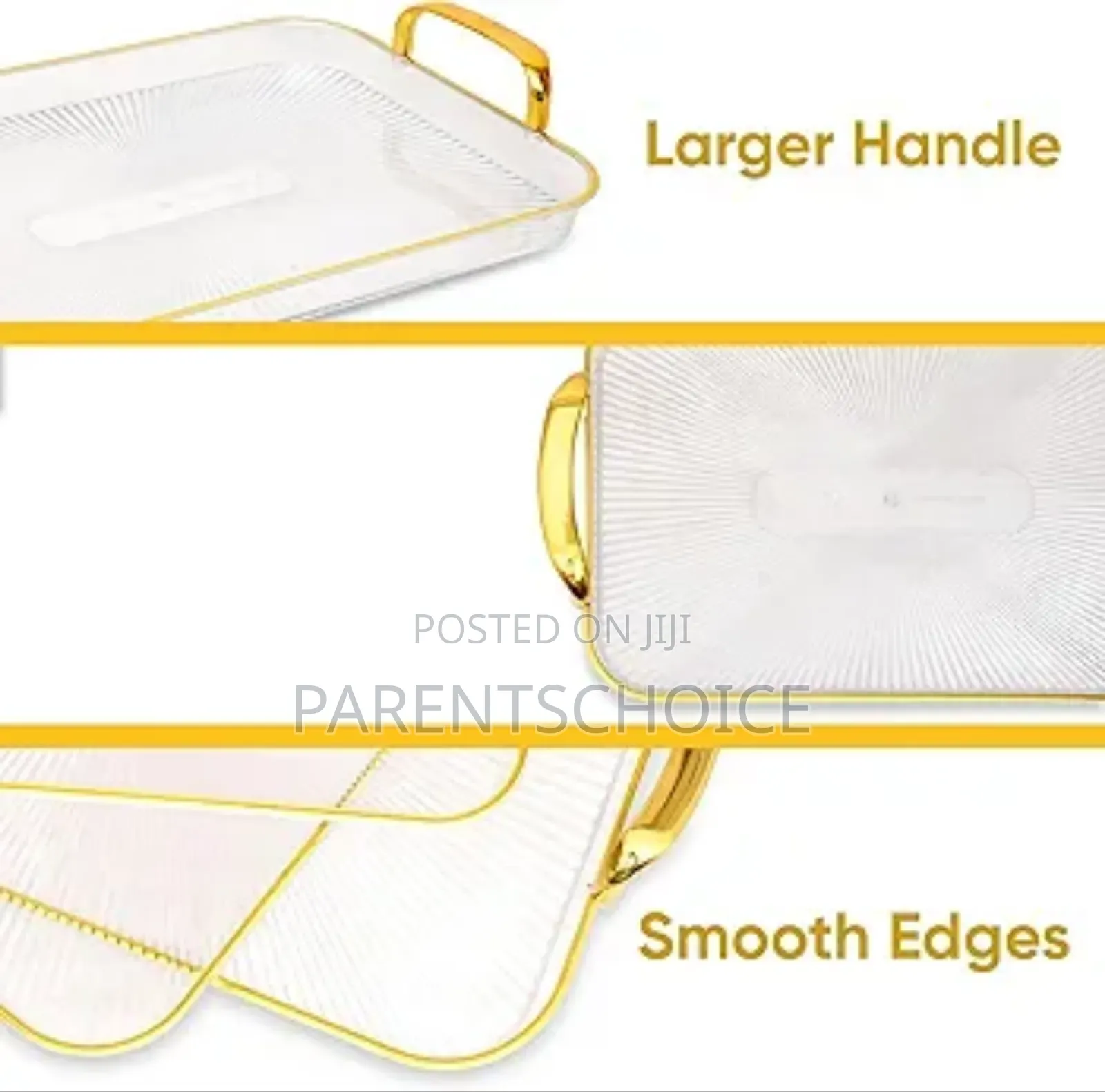 Plastic Serving Tray Set for Home and Kitchen- 3 Sets