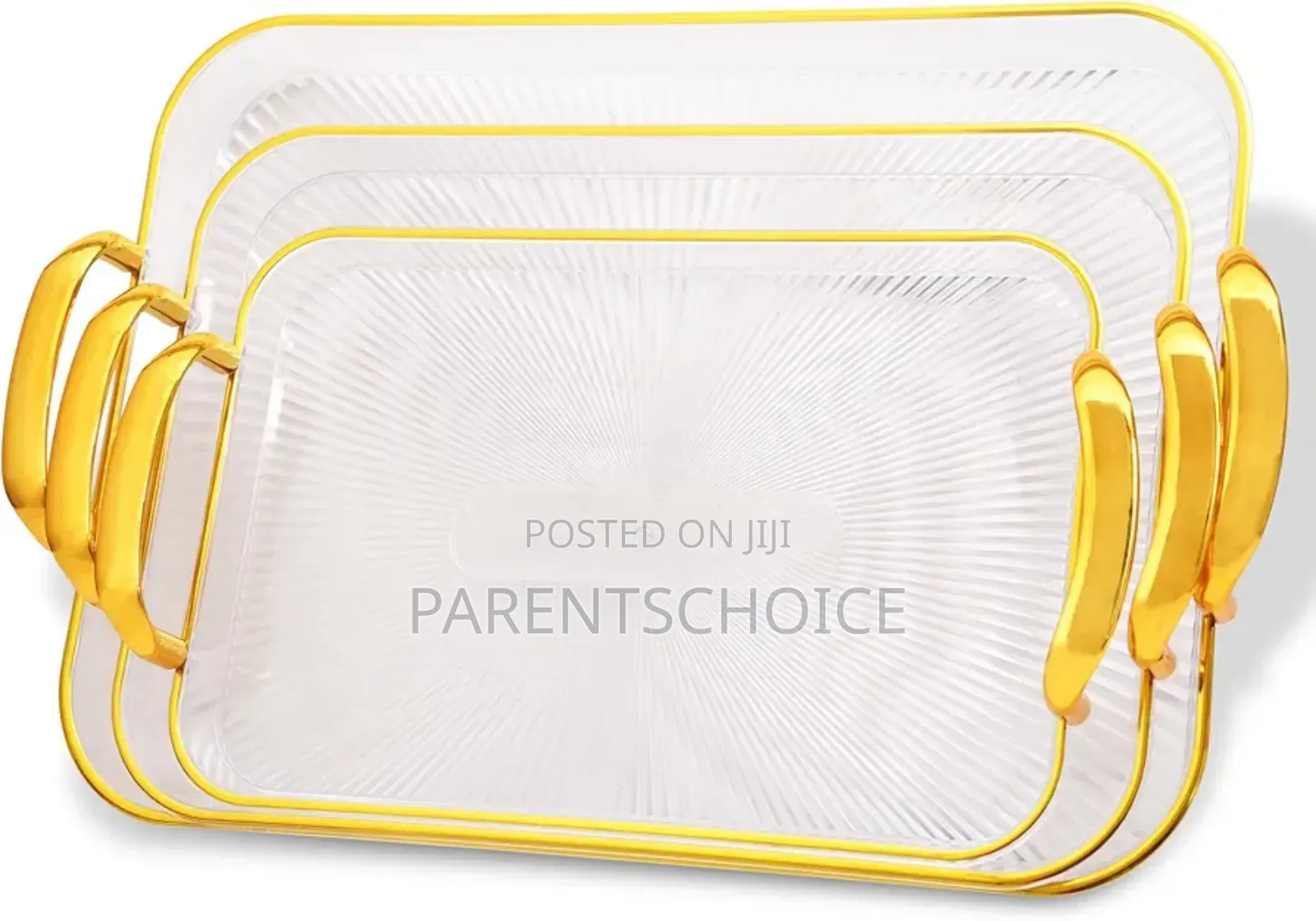 Plastic Serving Tray Set for Home and Kitchen- 3 Sets