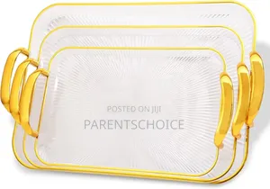 Plastic Serving Tray Set for Home and Kitchen- 3 Sets