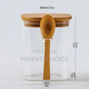 Airlock Sealed Glass Storage Container Caniste Jar Airtight Bamboo Lid