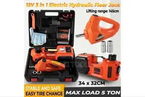 Electric Hydraulic Car Jack And Impact Wrench Kit 5 Tons