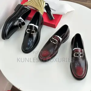 Original Ferragamo Salvatore Black & Wine Casual Leather Shoe