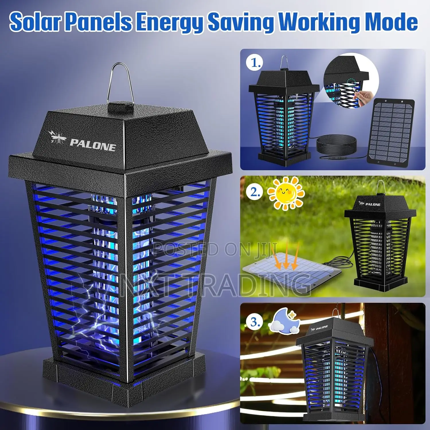 Palone Solar Bug Zapper With A Detachable Solar Panel.