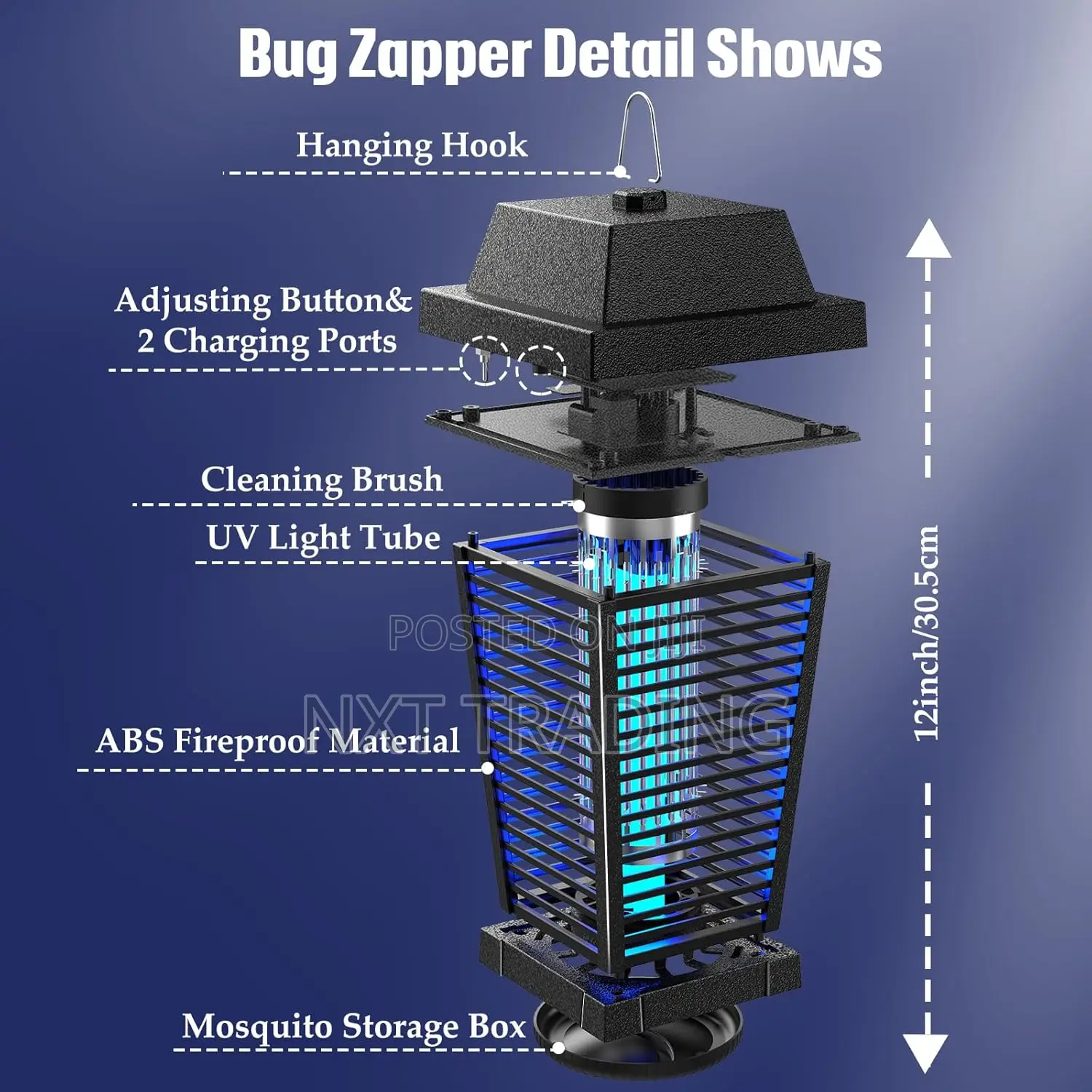 Palone Solar Bug Zapper With A Detachable Solar Panel.