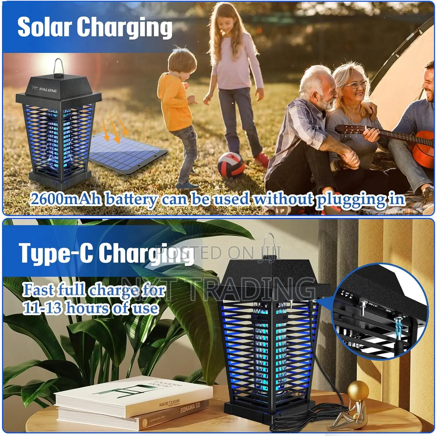 Palone Solar Bug Zapper With A Detachable Solar Panel.