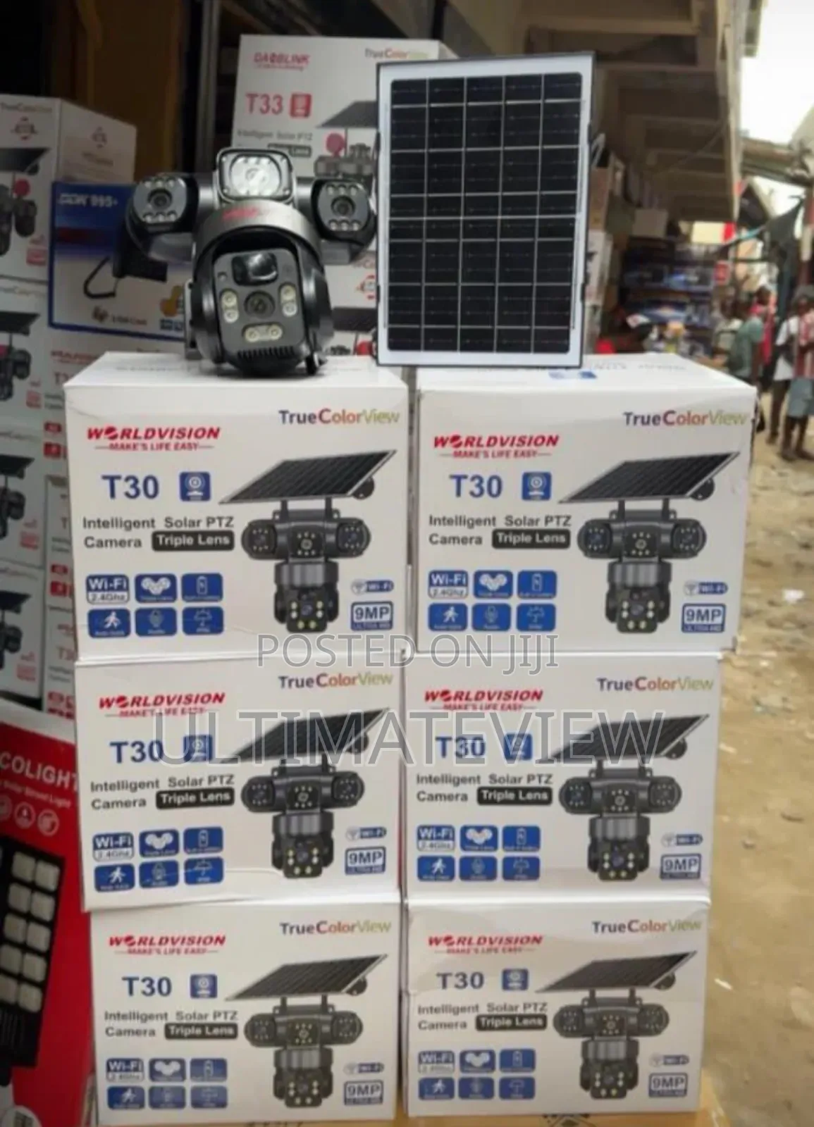 Triple Lens Wifi Solar Powered CCTV Camera 9mp