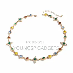 Rainbow Gemstone Link Chain Necklace