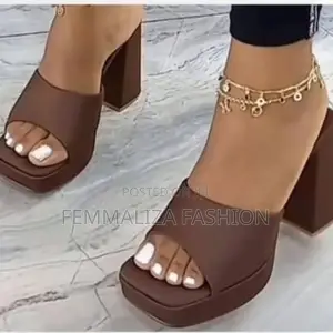 Ladies Fashion High Block Heels Slippers