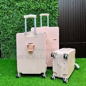 4 in 1 Premium Pink Hard Shell Luggage Set With Spinner Wheels