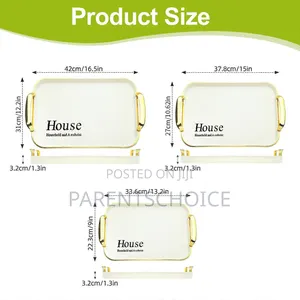 Pack of 3 Sturdy Plastic Stackable Reusable Trays With Handle