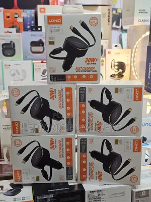 Ldnio Fast Car Charger With Retractable Cable - iPhone Android
