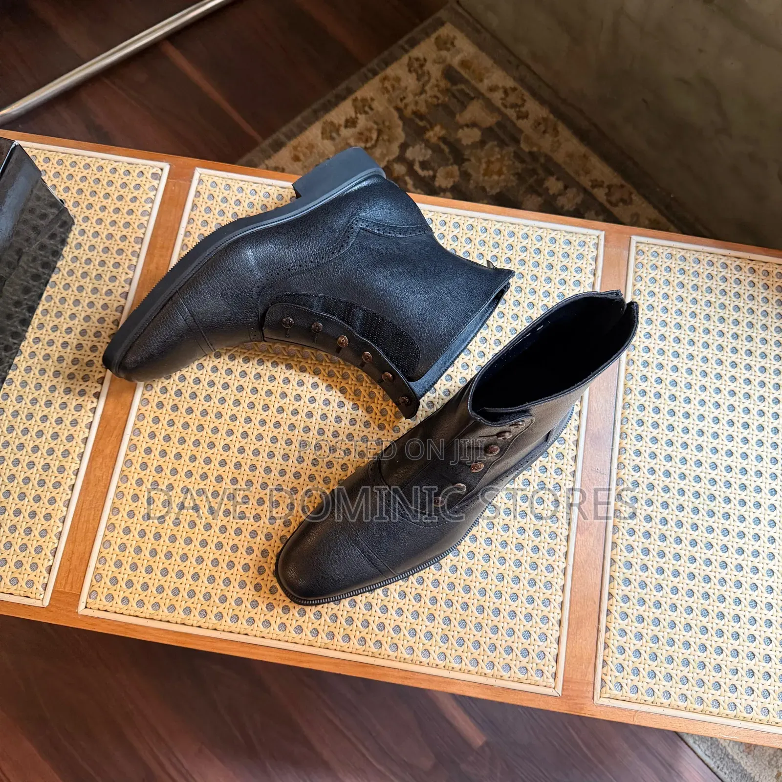 Mock Buttoned Velcro High Cap Toe Boots