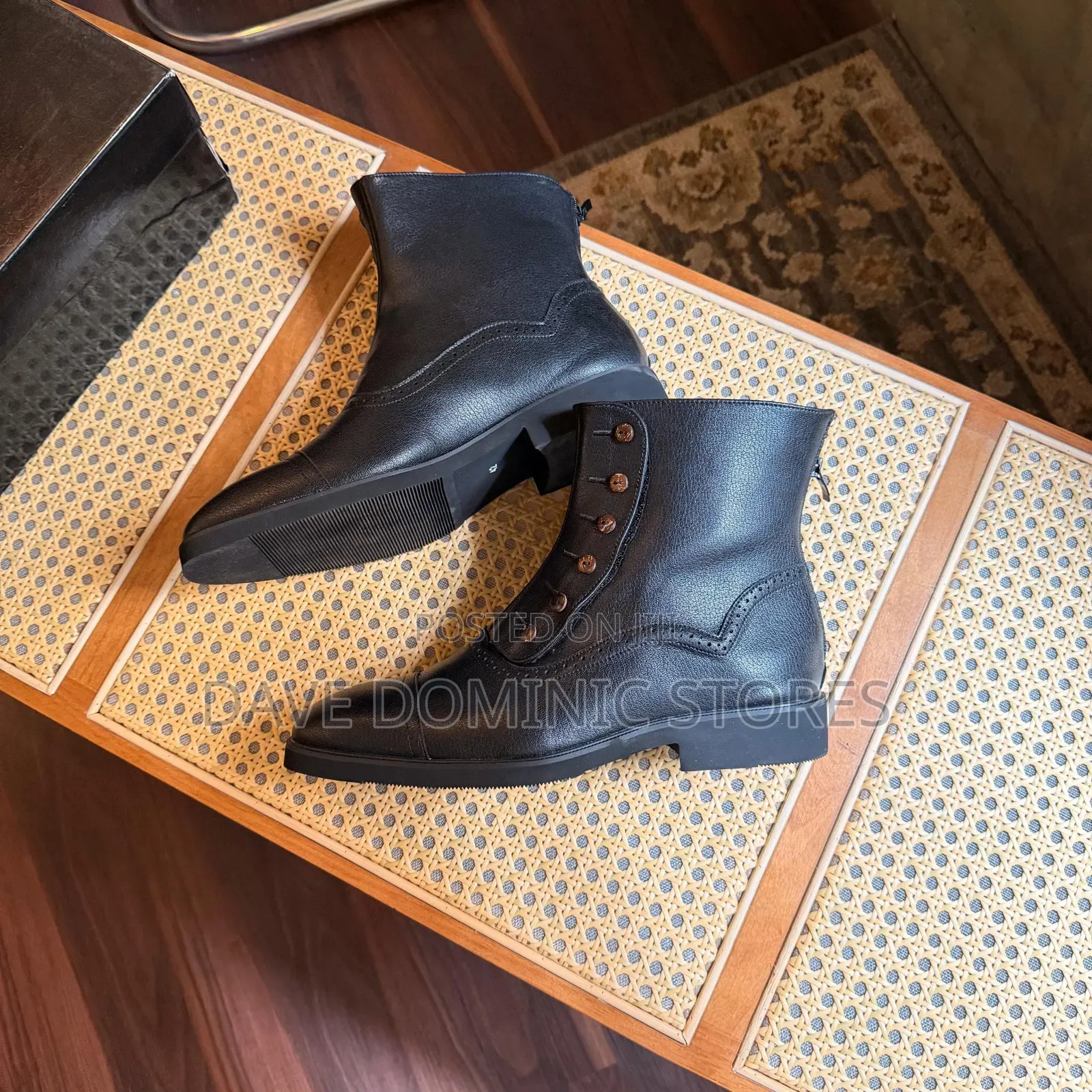 Mock Buttoned Velcro High Cap Toe Boots