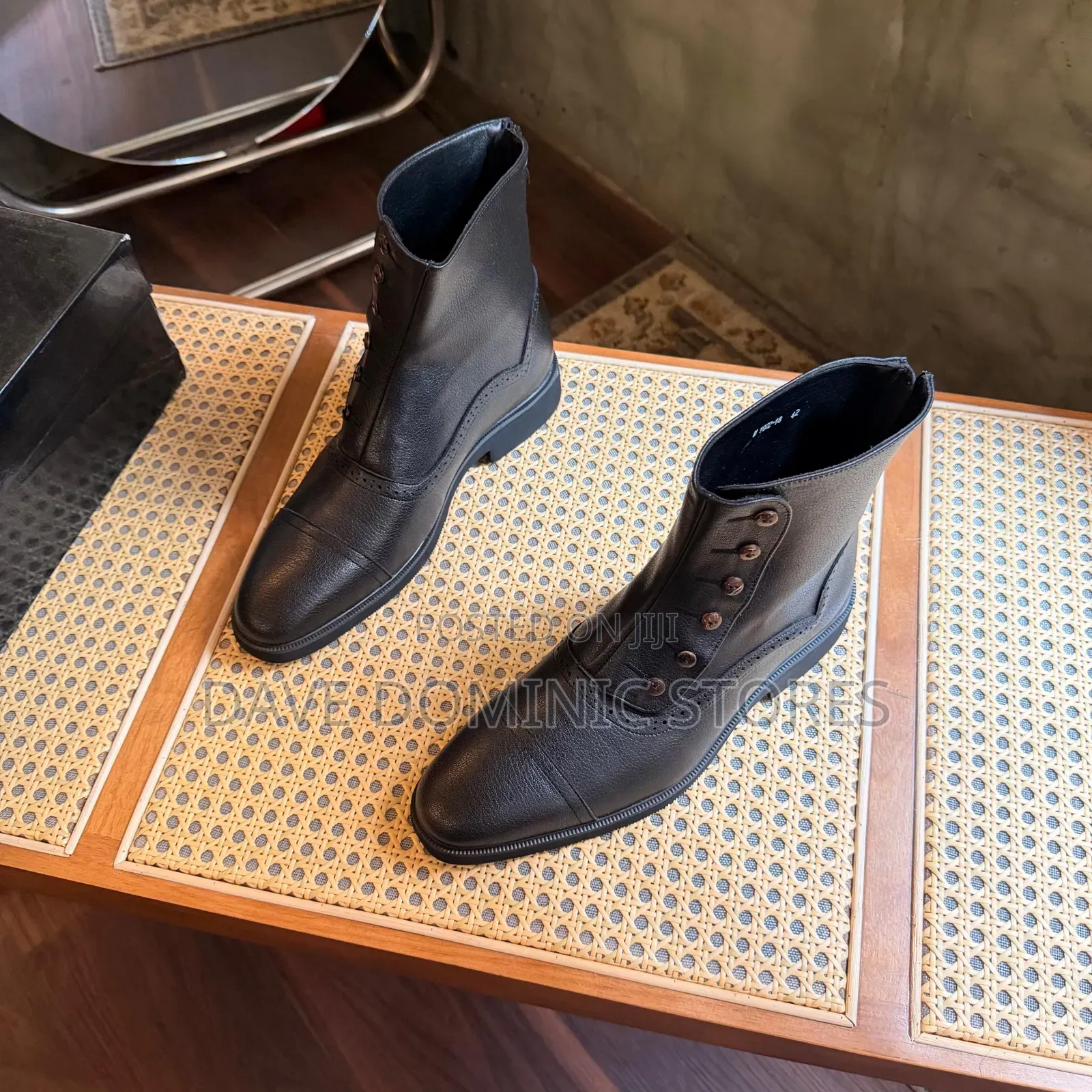 Mock Buttoned Velcro High Cap Toe Boots