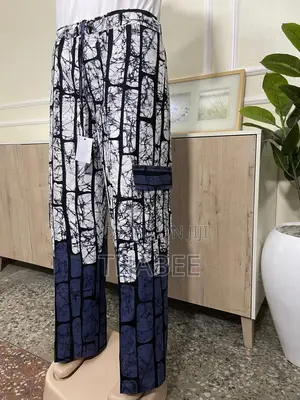 Ankara Baggie Pants Trousers 100% Cotton Black White Grey