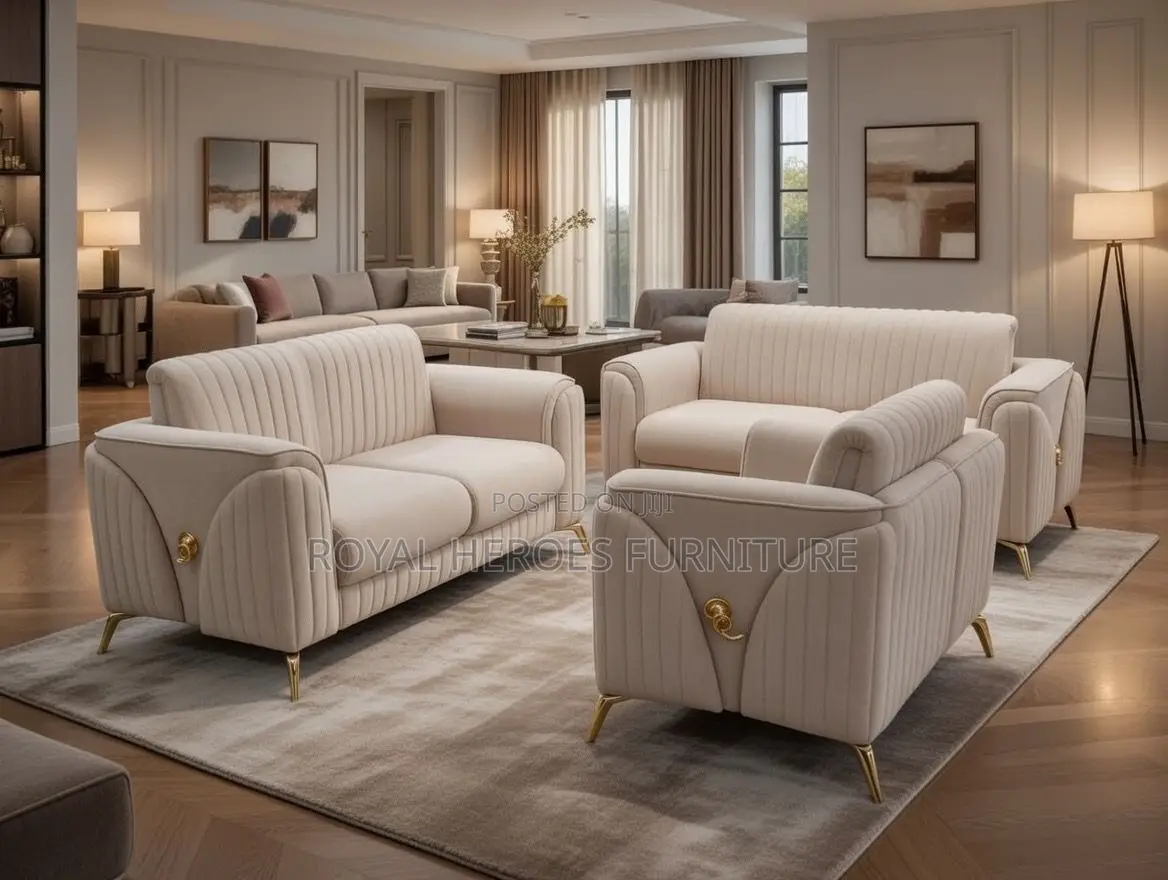 Luxury Cream Velvet Ribbed Sofa Set With Gold Legs 2 Sofas Armchairs Luxury Cream Velvet Ribbed Sofa Set With Gold Legs 2 Sofas Armchairs