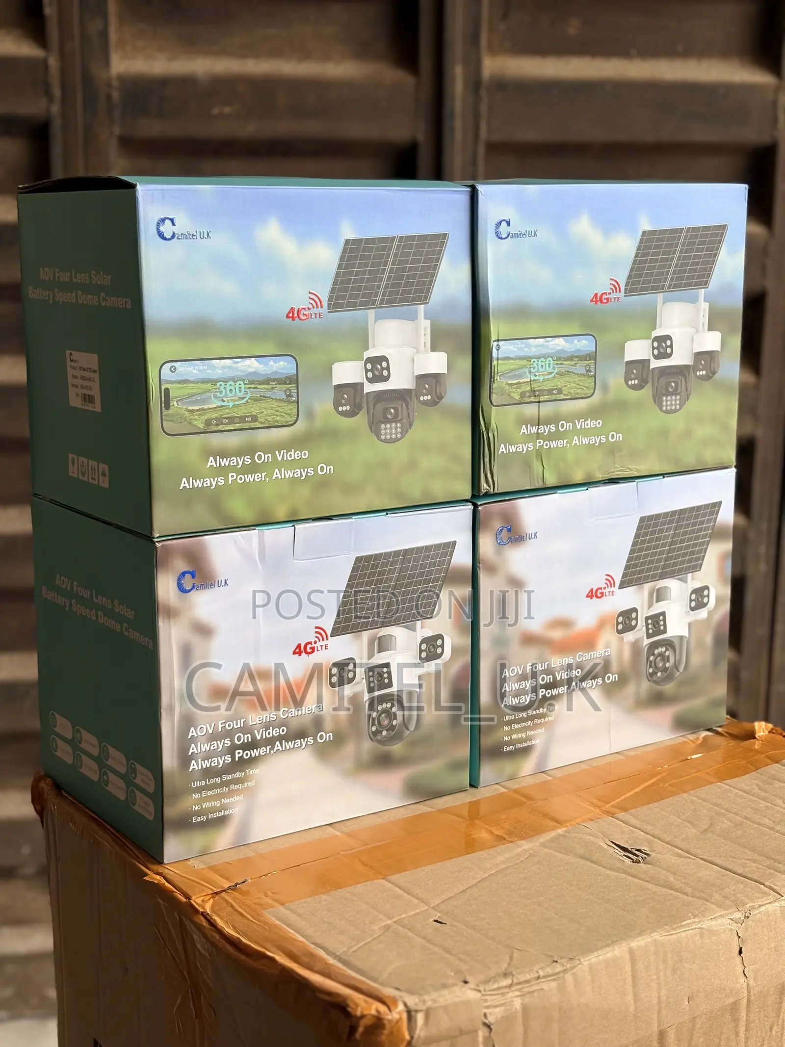 4-Lens Aov PTZ Solar Security Camera