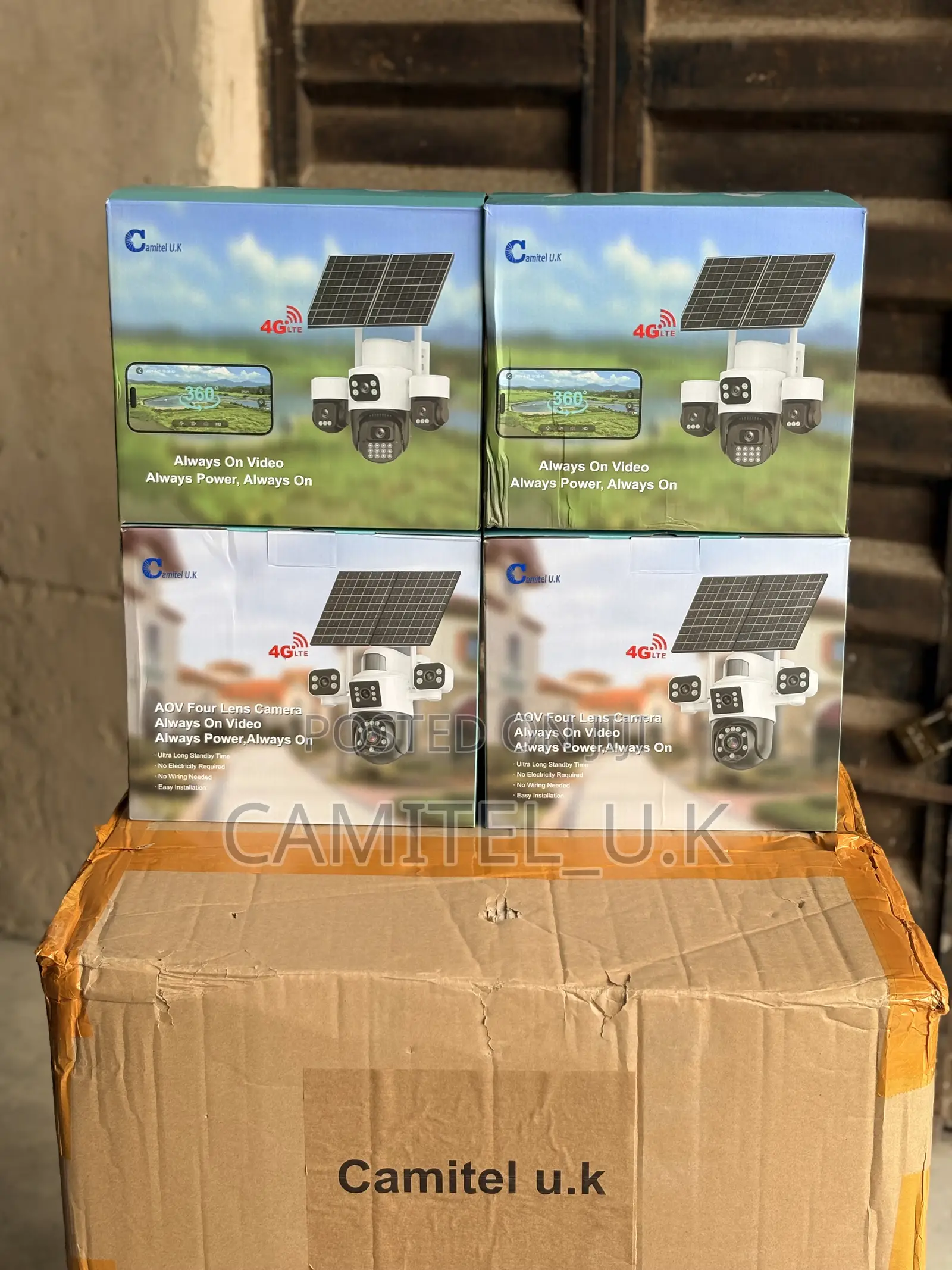 4-Lens Aov PTZ Solar Security Camera