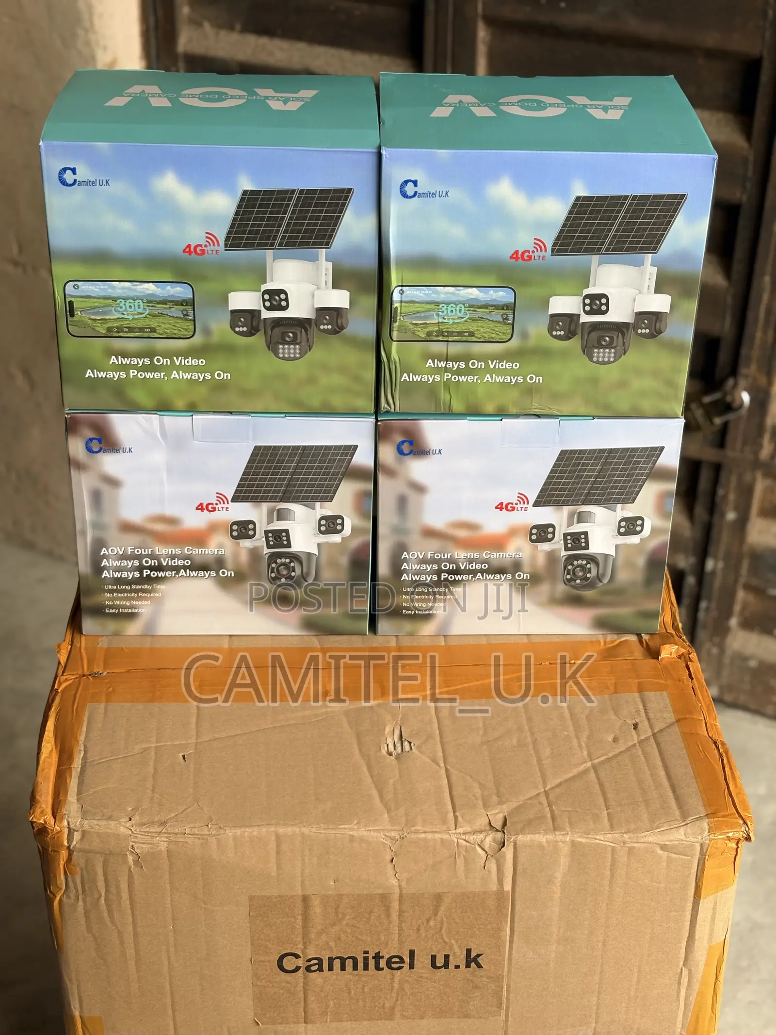 4-Lens Aov PTZ Solar Security Camera