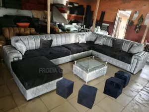 U-Shape Sofa Chairs, Couches With Centre Table and Stools. Ebn088