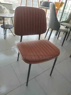 Simple Leather Chair With Iron Leg