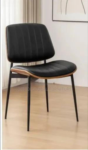 Simple Leather Chair With Iron Leg