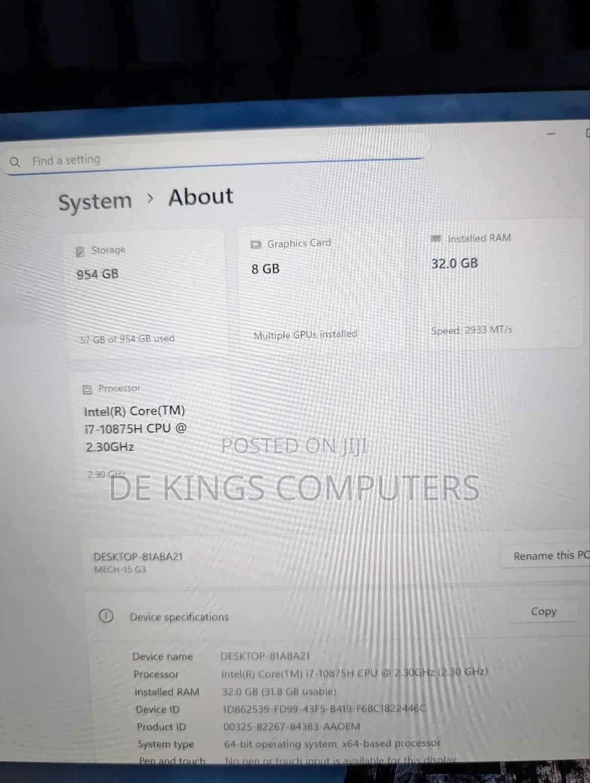 New Laptop 32GB Intel Core i7 SSD 1T