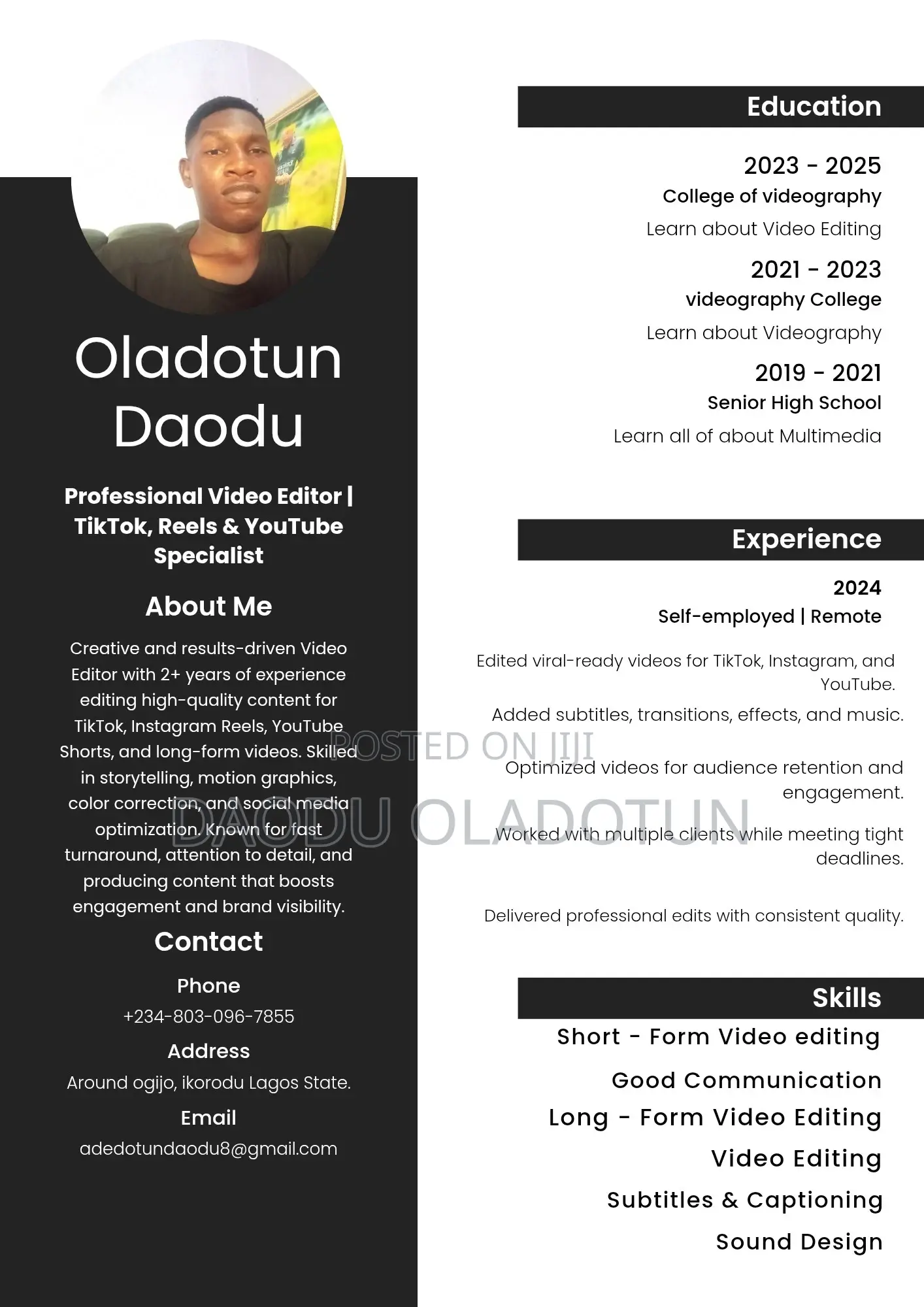 Video Editor / Ai Graphic Specialist