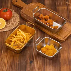 Stainless Steel Gold Serving Plate for Chicken and Chips