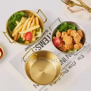 Stainless Steel Golden Salad, Snacks and French Fry Bowl With Handles