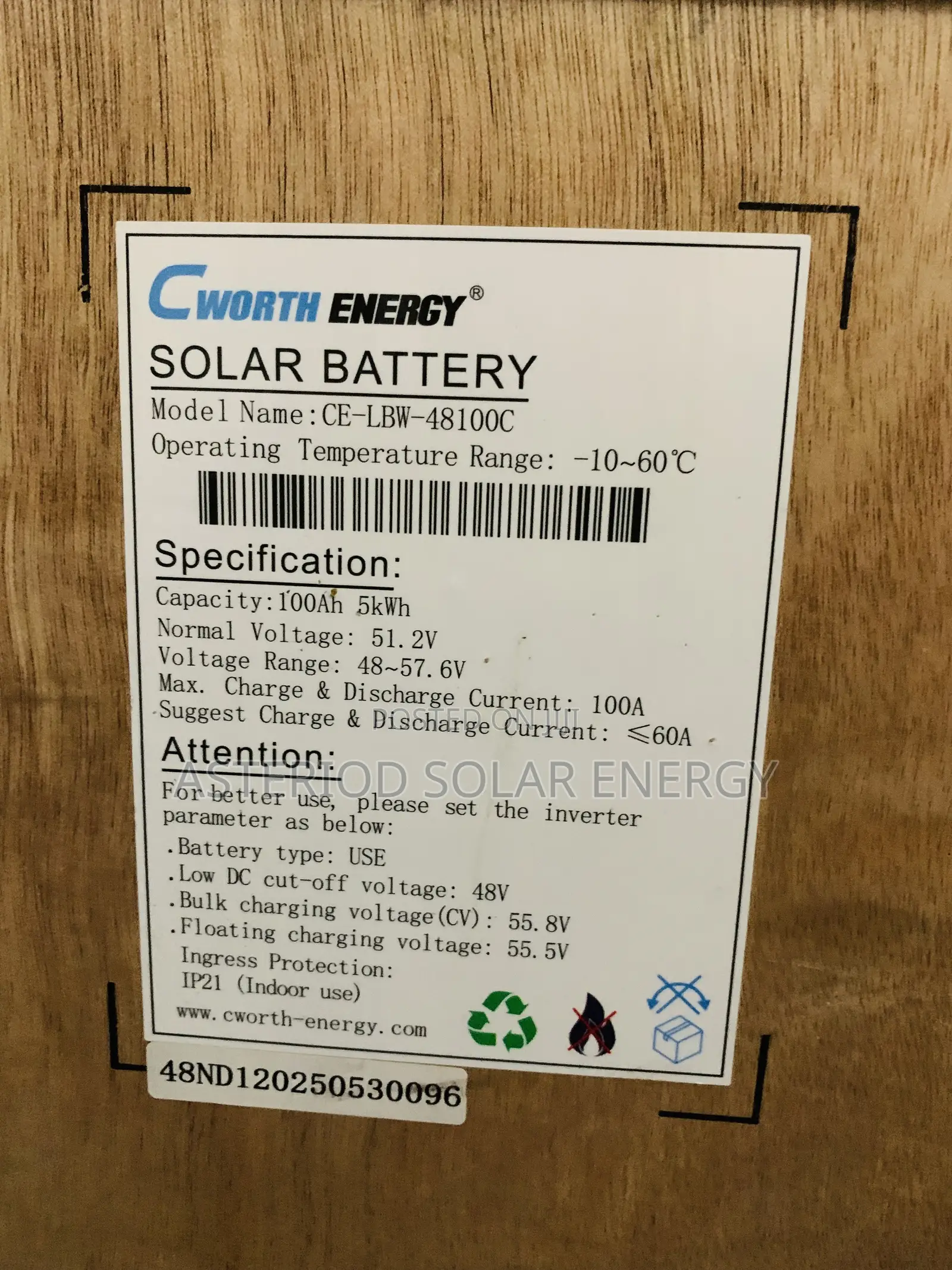 5kwh 48v Cworth Lithium Ion Battery