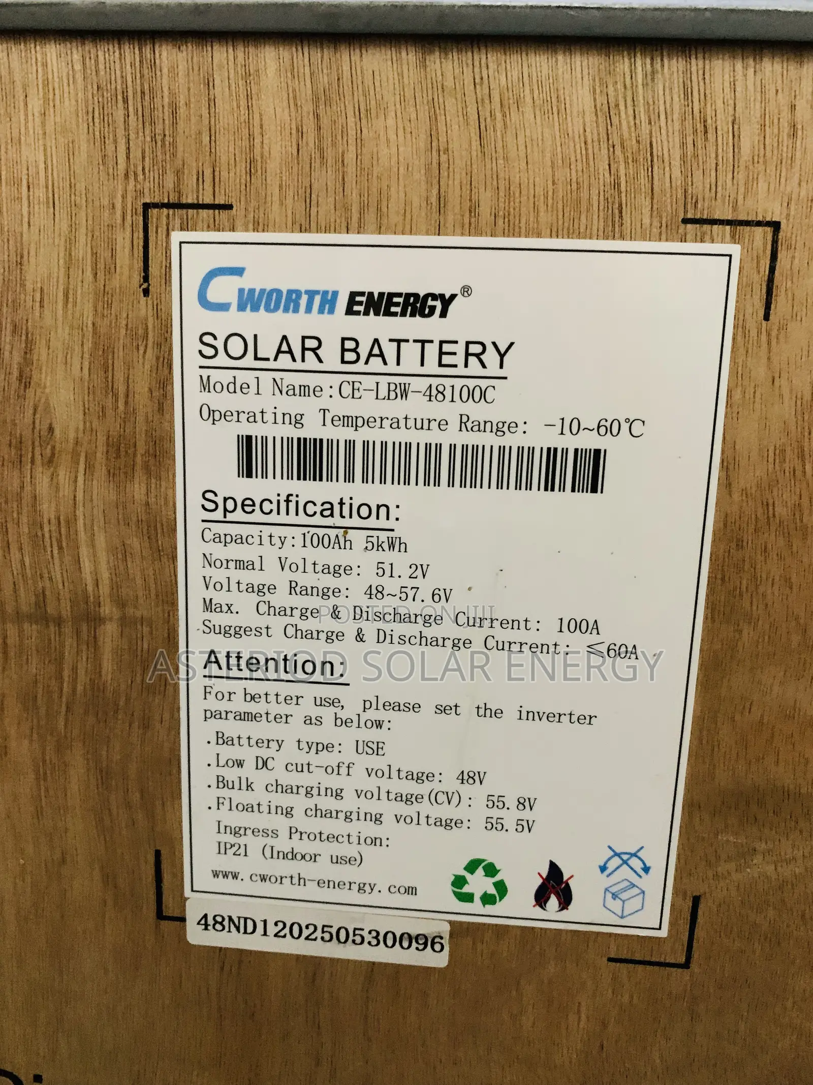 5kwh 48v Cworth Lithium Ion Battery