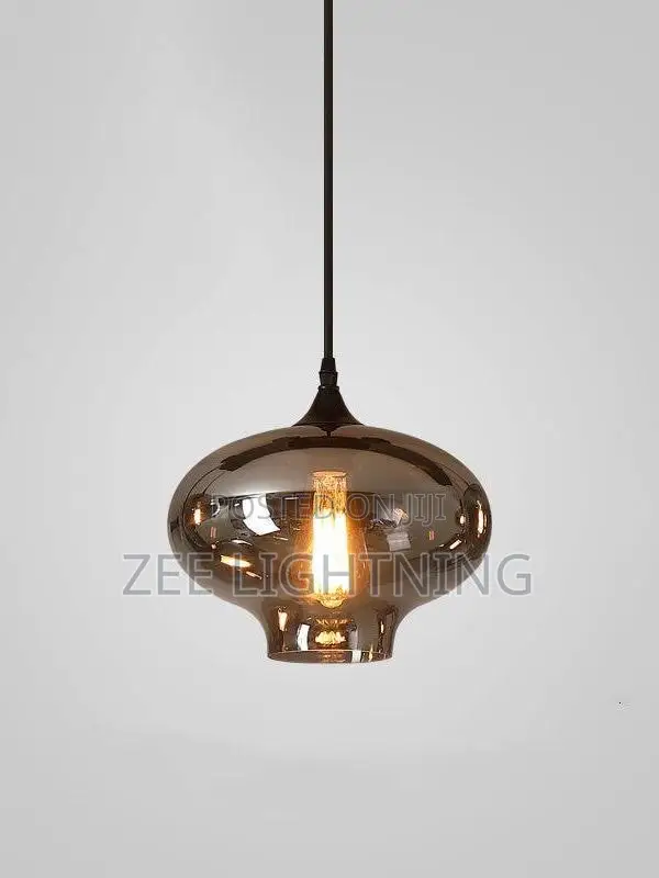 Amber Transparent Single Glass Pendant